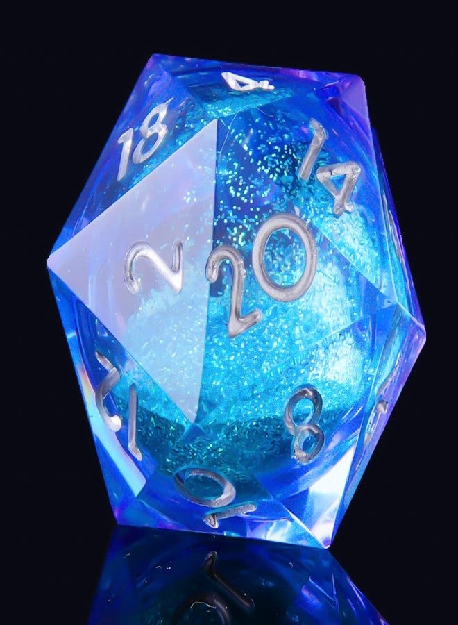 YEMEKO 1 PC Liquid Core D20 Gold Necklace Pendant - Sharp Edge Resin 20-Sided Dice Necklace for Dungeons & Dragons, Tabletop RPG Gift(blue d20) - Image 3
