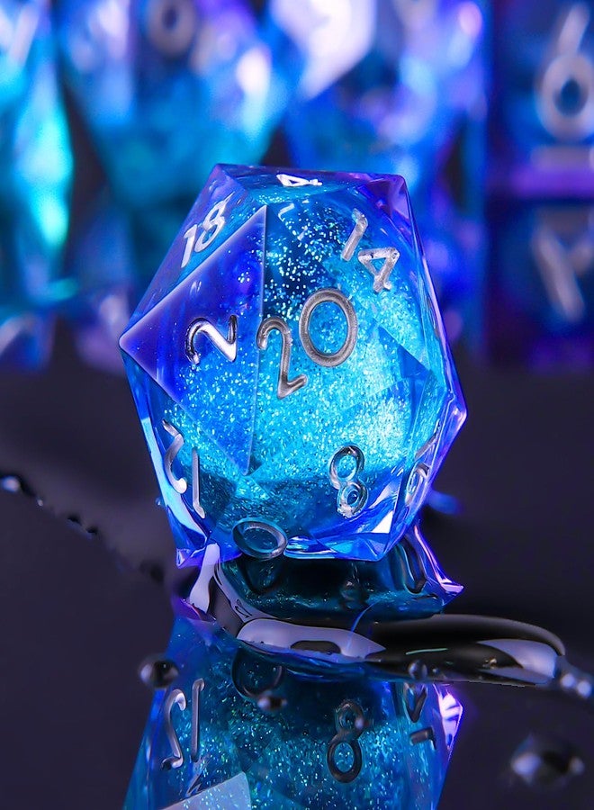 YEMEKO 1 PC Liquid Core D20 Gold Necklace Pendant - Sharp Edge Resin 20-Sided Dice Necklace for Dungeons & Dragons, Tabletop RPG Gift(blue d20) - Image 4