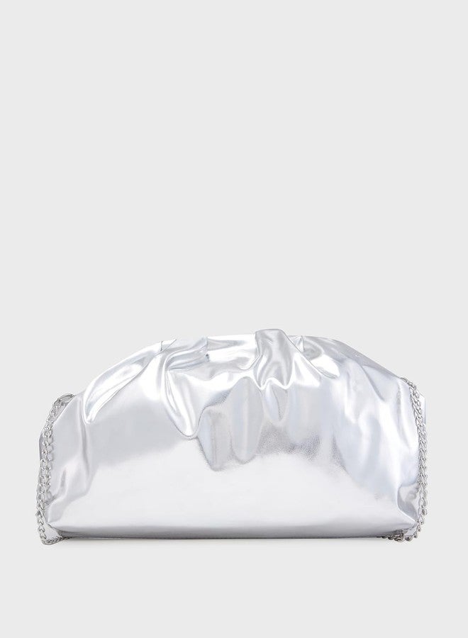 Caprese Roxene Clutch Small Metallic Silver Bag for Women|Stylish, Versatile Clutch with Adjustable & Detachable Strap, Perfect for Parties, Weddings, and Special Occasions - Image 2