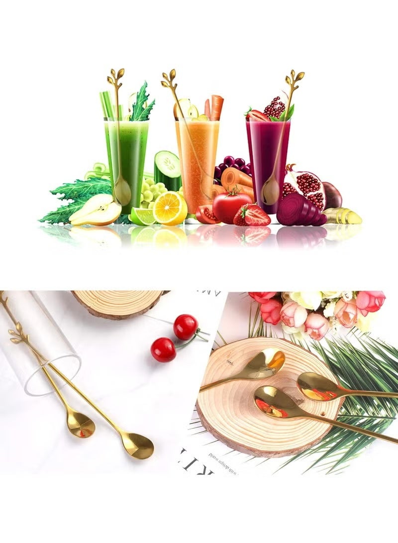 مجموعة ملاعق شاي وقهوة من TMKK، مكونة من 6 قطع بمقبض طويل من الفولاذ المقاوم للصدأ - Image 2