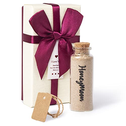 TUNGURIS Honeymoon Sand Keepsake Jar, Bridal Shower, Wedding, Engagement, Honeymoon, Travel Gift for Couples, Newlywed, Fiance(Gift Box Includes) - 40ml Cylindrical Shape Glass - Image 2