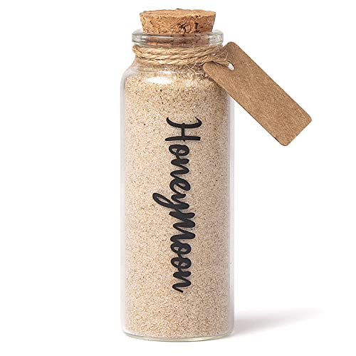 TUNGURIS Honeymoon Sand Keepsake Jar, Bridal Shower, Wedding, Engagement, Honeymoon, Travel Gift for Couples, Newlywed, Fiance(Gift Box Includes) - 40ml Cylindrical Shape Glass - Image 1