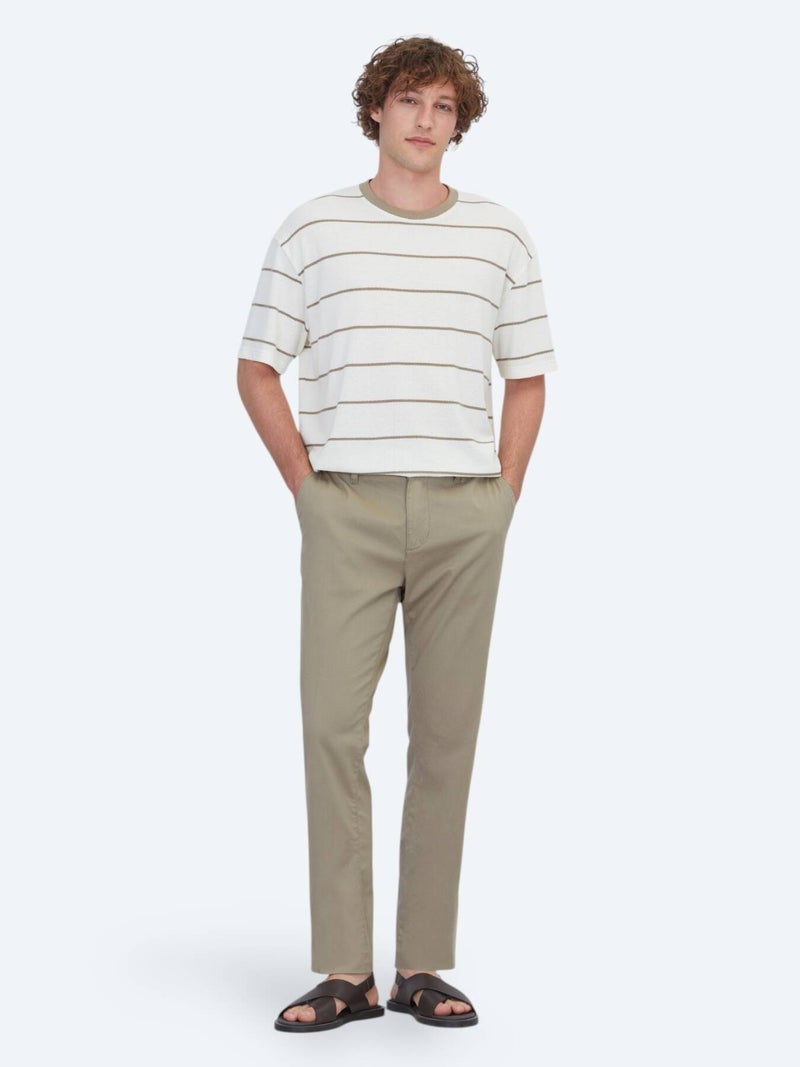 Kip Ecru Striped Cotton Blended T-Shirt - Image 3