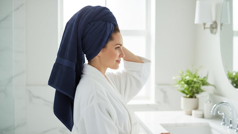 CRAFTBERRY Luxury Cotton Bath Towel Set - 6 Piece, Navy Blue, Solid, Heavy Weight, 100% Cotton, Machine Washable - Image 3