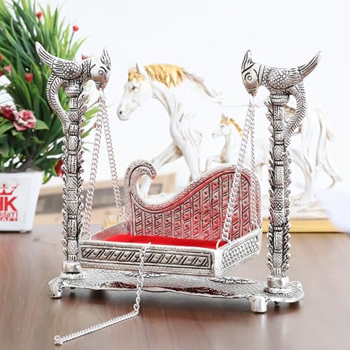KridayKraft Metal Swing Laddu Gopal Jhula,Krishna Hindola Palana,Decorative Laddu Gopal for Temple Pooja,Showpiece Figurines,Religious Idol Gift Article. - Image 4