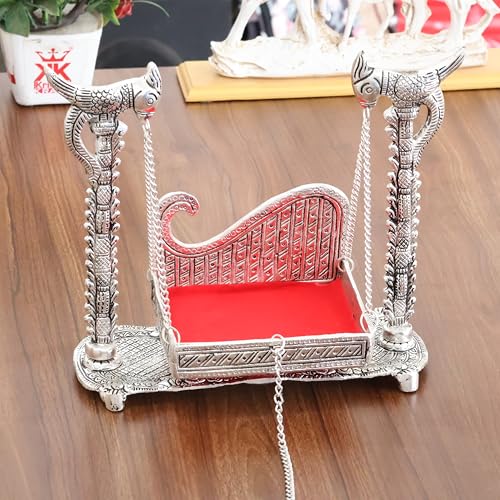KridayKraft Metal Swing Laddu Gopal Jhula,Krishna Hindola Palana,Decorative Laddu Gopal for Temple Pooja,Showpiece Figurines,Religious Idol Gift Article. - Image 5