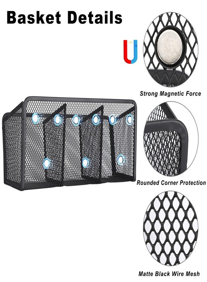 ELLDOO Magnetic Water Drink Packet Holder, 3 Compartments Magnetic Metal Mesh Tea Bag Organizer Sugar Packet Basket, Kitchen Organizers and Storage, Magnetic Pencil Holder - Image 3