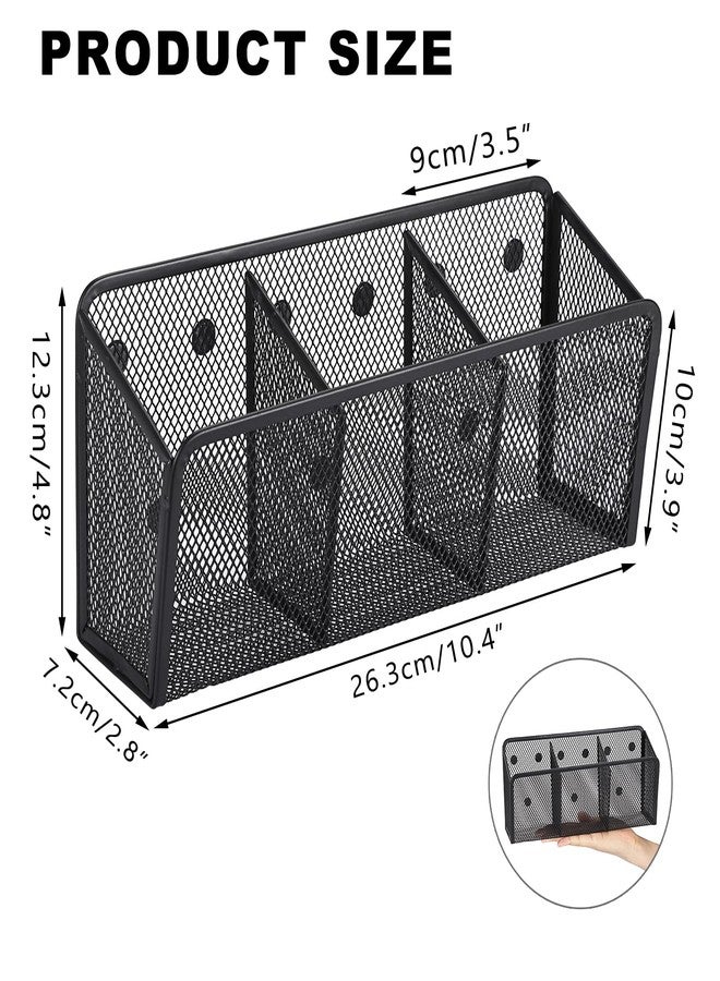 ELLDOO Magnetic Water Drink Packet Holder, 3 Compartments Magnetic Metal Mesh Tea Bag Organizer Sugar Packet Basket, Kitchen Organizers and Storage, Magnetic Pencil Holder - Image 2