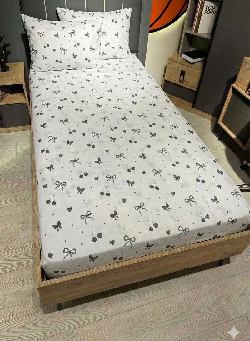 طقم سرير من يارلن (ملاية سرير بأستيك لسرير مقاس 180 سم وغطاء وسادتين صغيرتين بتصميم جراي بيريز)