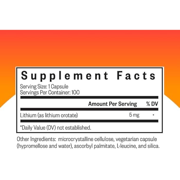 Seeking Health Lithium Orotate - Mineral Supplement Supports Brain Health & Memory - Non-GMO & Gluten-Free Formula with Low Serving of Lithium - 5 mg, 100 Capsules - Image 2