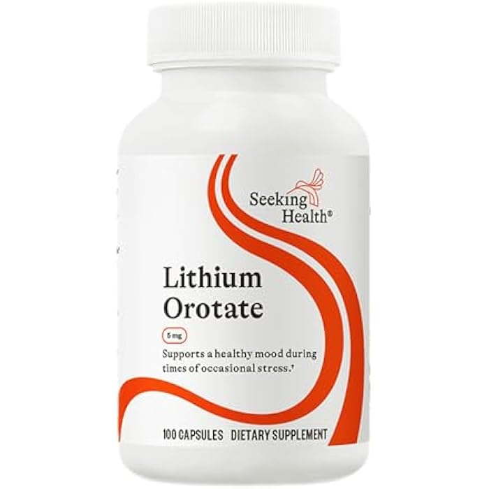Seeking Health Lithium Orotate - Mineral Supplement Supports Brain Health & Memory - Non-GMO & Gluten-Free Formula with Low Serving of Lithium - 5 mg, 100 Capsules - Image 1
