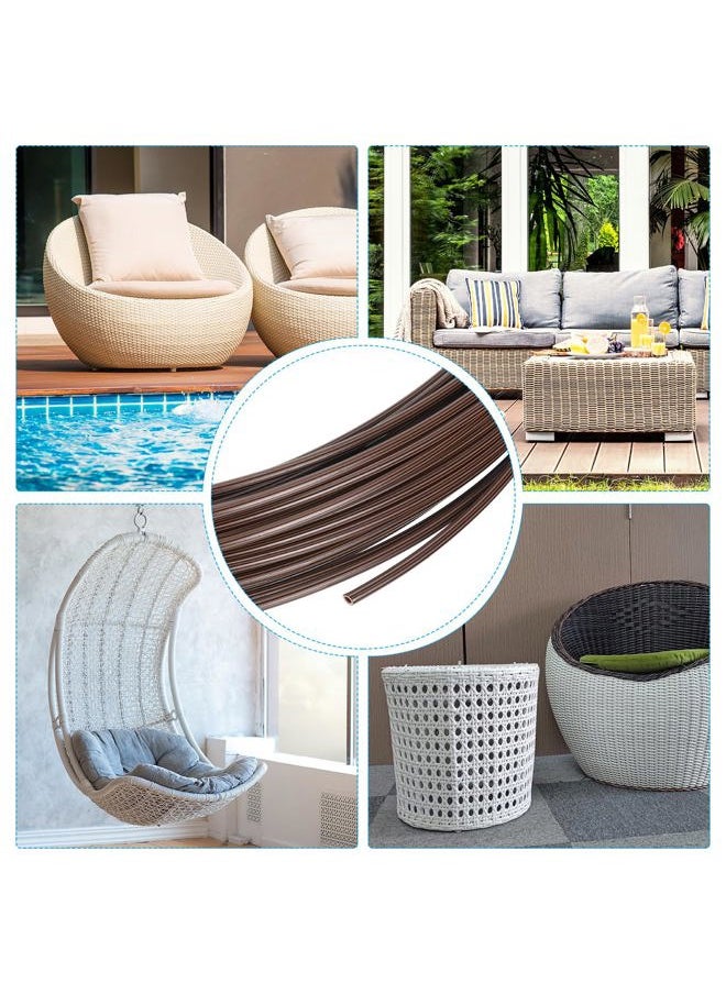 PATIKIL - Wicker Repair Kit, Round Synthetic Fix Kit Vinyl Plastic Rattan Replacement for Garden Furniture Rattan Chair Sofa Couch Basket 0.55 LB, Black Brown - Image 1