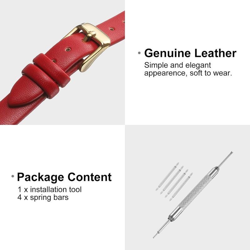 QUARKZMAN Leather Watch Strap Watch Leather Strap Watch Straps Flat Thin Elegant Leather Watch Strap Buckle for Smartwatch Men Women Men Women - Image 3