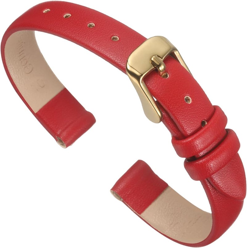 QUARKZMAN Leather Watch Strap Watch Leather Strap Watch Straps Flat Thin Elegant Leather Watch Strap Buckle for Smartwatch Men Women Men Women - Image 1