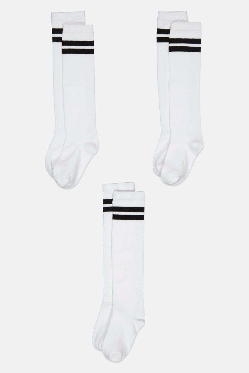 Material Girl Toddlers Girl 3 Pairs Textured High Knee Socks, White - Image 3