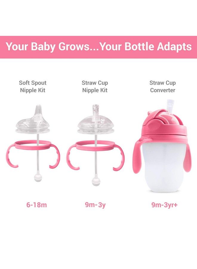 AnPei مجموعة أدوات الحلمة الانتقالية ذات الكأس القشية المتوافقة مع زجاجات الأطفال كوموتومو 5 أونصة و8 أونصة؛ مجموعة اقتصادية مكونة من مجموعتين + فرش (وردي) - Image 3