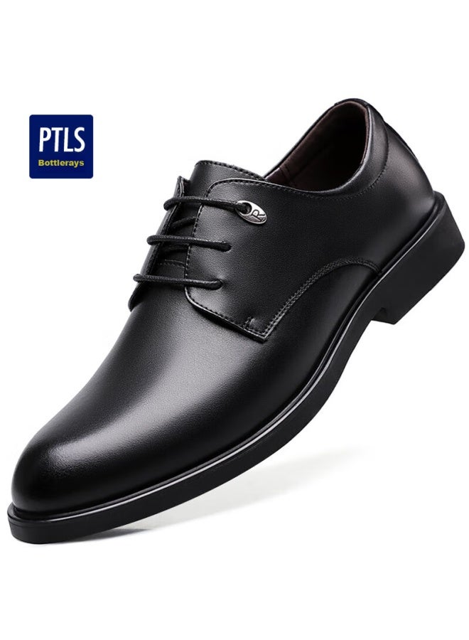 Poitulas Botulaisi Men's Leather Shoes, British Style Lace-up, Business Casual Formal Shoes, Lightweight Derby Work Shoes For Men, 5522 Black, Size 42 - Image 1