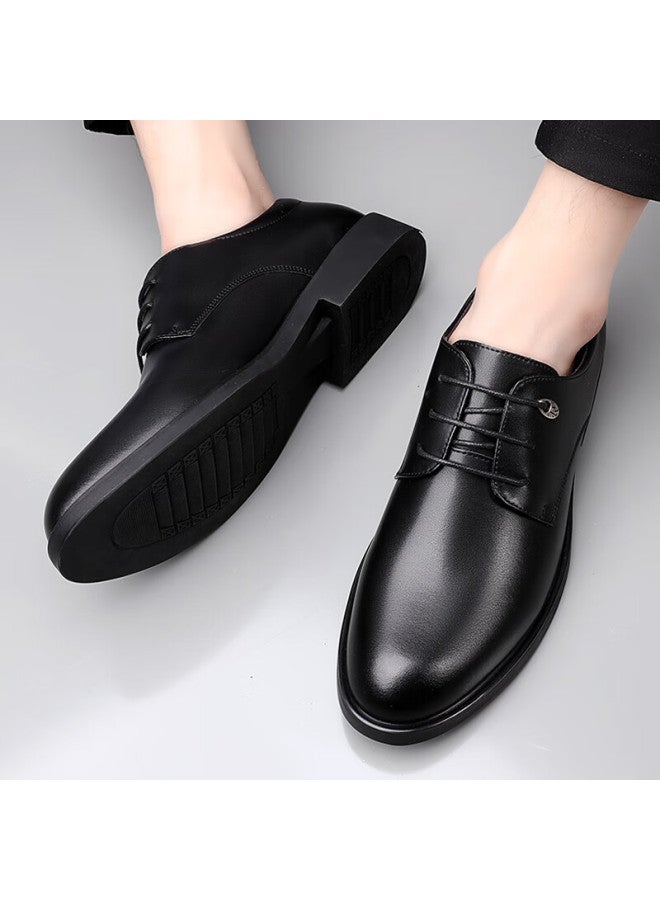Poitulas Botulaisi Men's Leather Shoes, British Style Lace-up, Business Casual Formal Shoes, Lightweight Derby Work Shoes For Men, 5522 Black, Size 42 - Image 5
