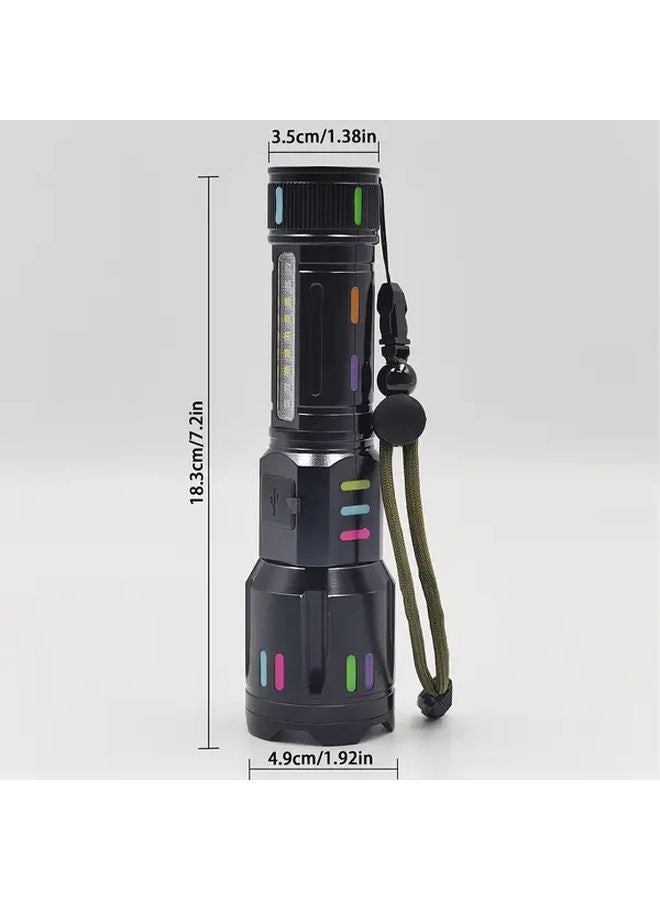 Aa Black Multi Mode Outdoor Flashlight 1200mAh USB Charging Adjustable Focus Emergency Light - Image 4