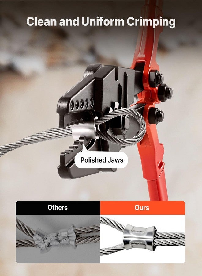 VEVOR Hand Swager Crimper 24 Inch,Swaging Tool 5 Cavity 1/16" 3/32" 1/8" 5/32" 3/16",Hand Cimping Tool for Copper Aluminum Oval Sleeves and Stop Sleeves,Wire Rope Crimping Tool Swage Tool Long Hand - Image 3