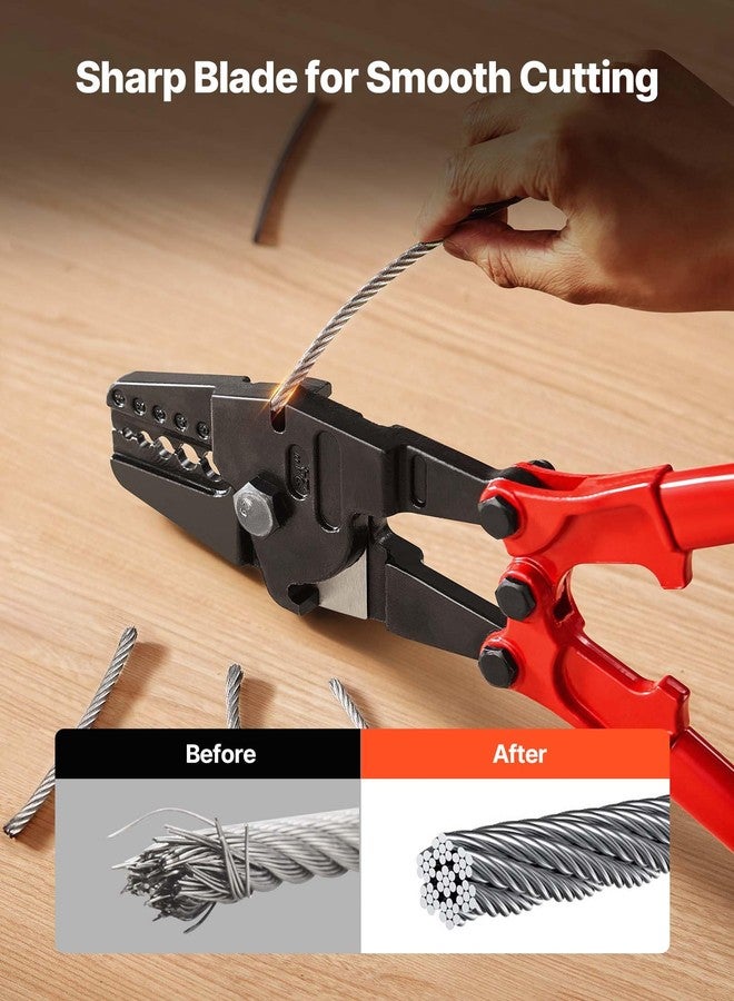 VEVOR Hand Swager Crimper 24 Inch,Swaging Tool 5 Cavity 1/16" 3/32" 1/8" 5/32" 3/16",Hand Cimping Tool for Copper Aluminum Oval Sleeves and Stop Sleeves,Wire Rope Crimping Tool Swage Tool Long Hand - Image 4