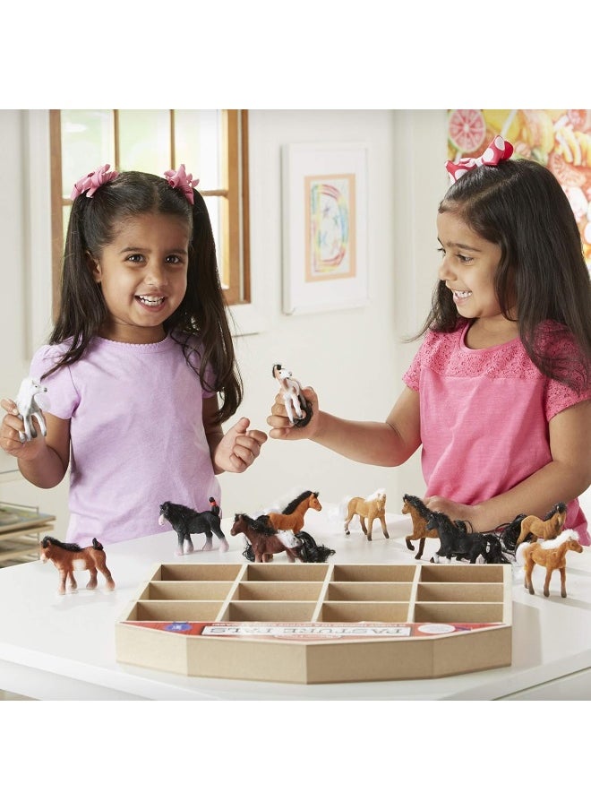 Melissa & Doug - Melissa & Doug Pasture Pals - 12 Collectible Horses with Wooden Barn-Shaped Crate - Image 1