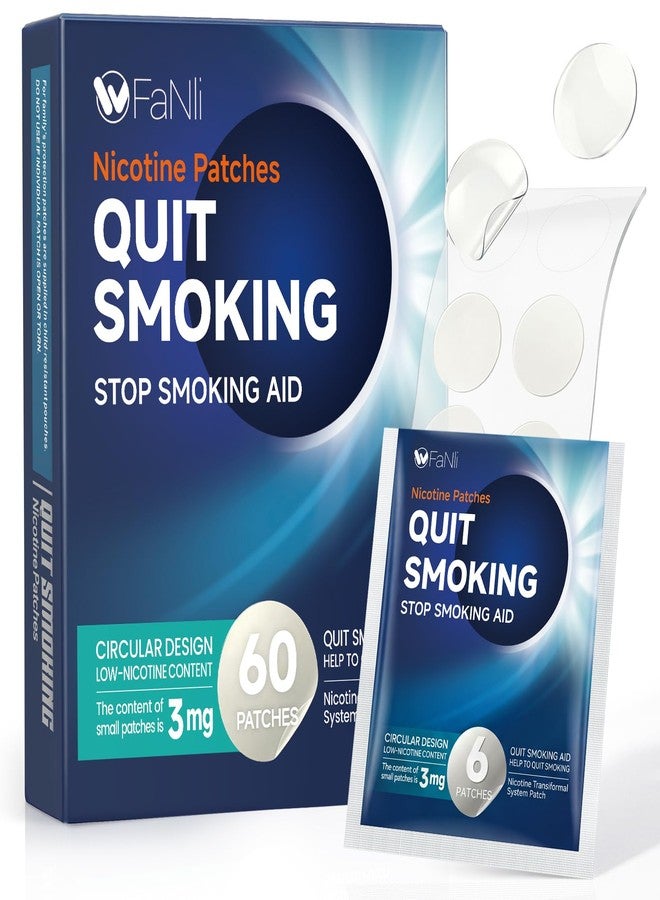 WOFANLI 60 Count - Nicotine Patches 3mg (Applicable to Step 1/Step 2/Step 3), Transdermal Stop Smoking Aid for Craving Relief, Flexible Dosing with Fast-Acting Nicotine Replacement Therapy - Image 1