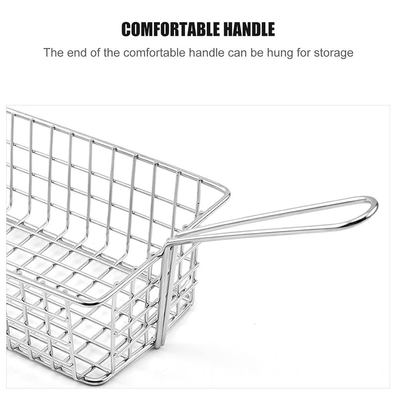 CLICKSWIFT Portable French Fries Chicken Strip Frying Strainer Basket with Handle for Home Restaurant Use Silver Colour 1 Pcs - Image 4