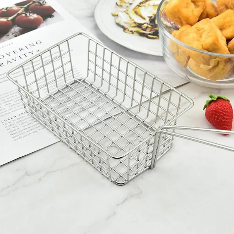 CLICKSWIFT Portable French Fries Chicken Strip Frying Strainer Basket with Handle for Home Restaurant Use Silver Colour 1 Pcs - Image 5