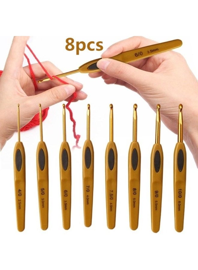 Generic 8Pcs Sweater Crochet Hook Knitting Tool Plastic Handle Aluminum Crochet - Image 1