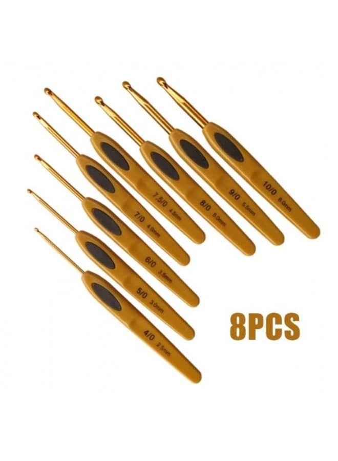 Generic 8Pcs Sweater Crochet Hook Knitting Tool Plastic Handle Aluminum Crochet - Image 5