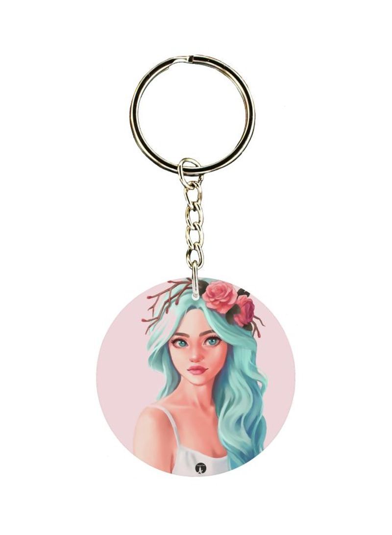 RKN Girl Face Printed Double Sided Keychain
