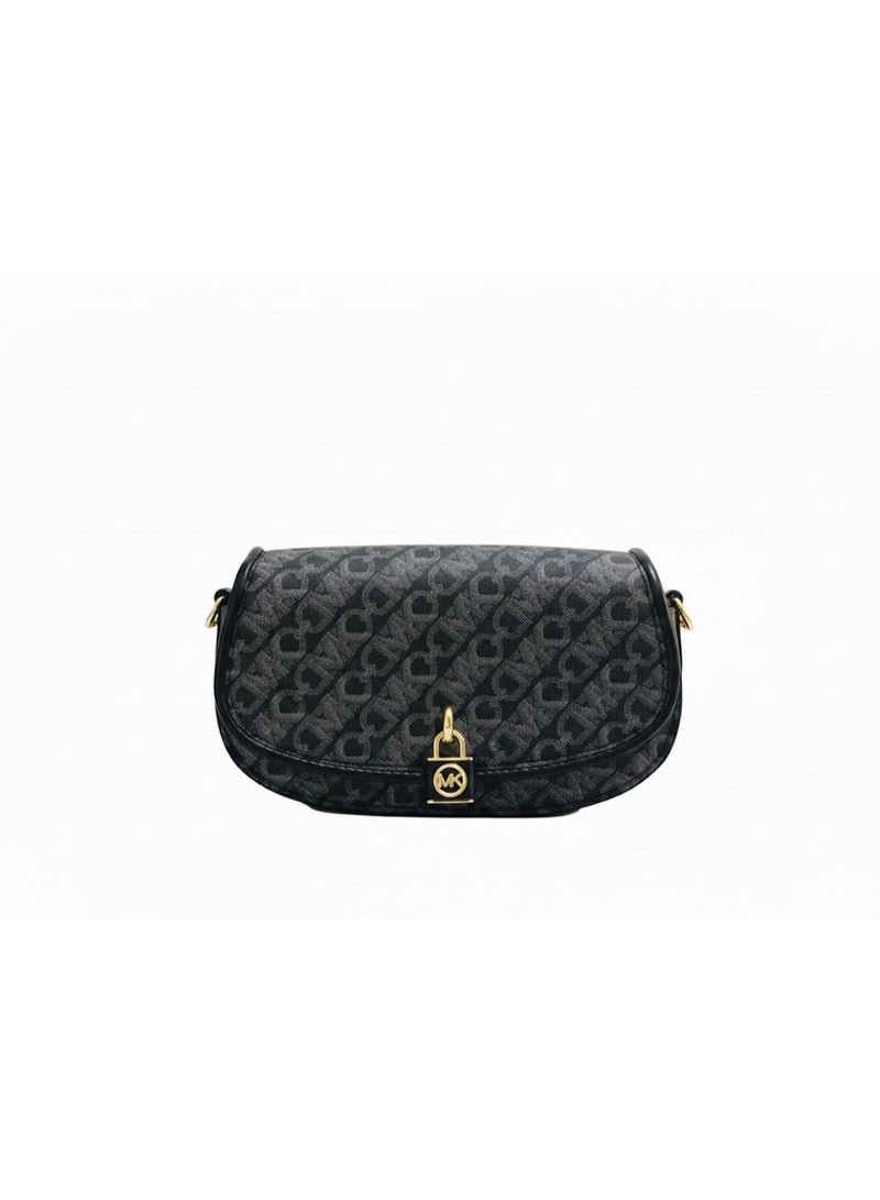 Michael Kors MICHAEL Michael Kors Mila Small Empire Signature Logo Shoulder Bag – Luxe Canvas & Braided Chain Strap - Image 1