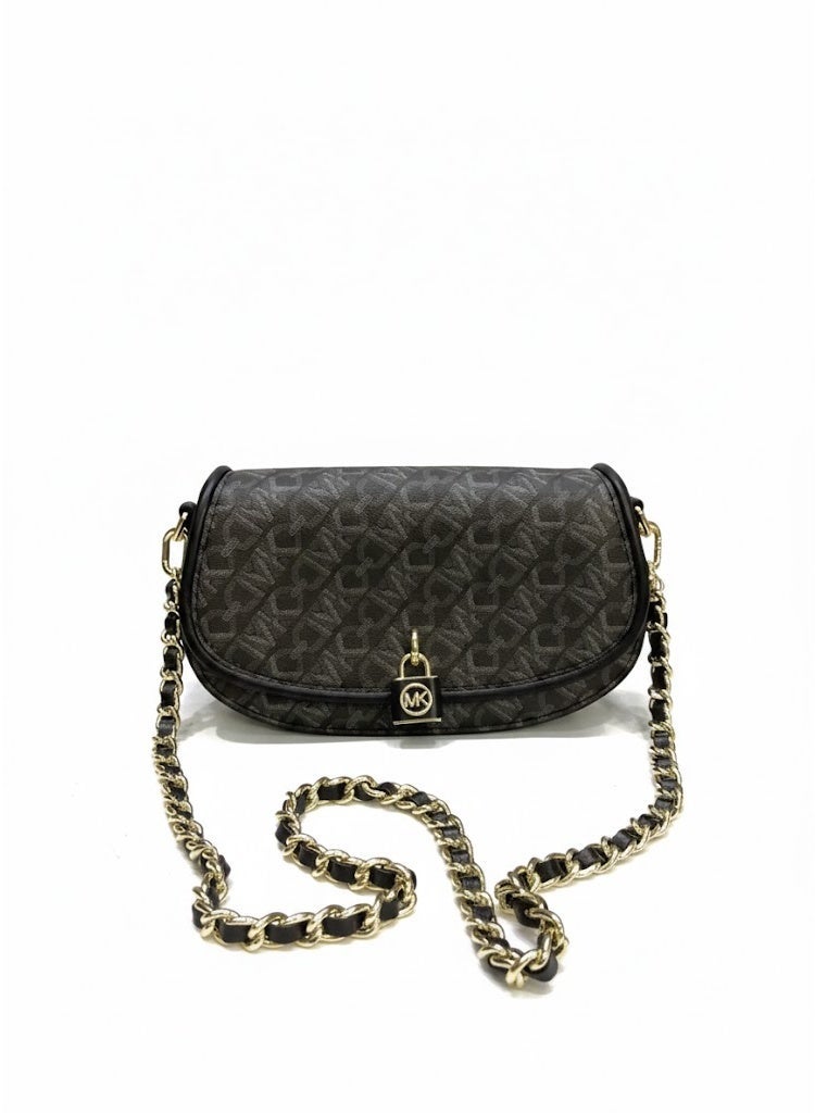 Michael Kors MICHAEL Michael Kors Mila Small Empire Signature Logo Shoulder Bag – Luxe Canvas & Braided Chain Strap - Image 3