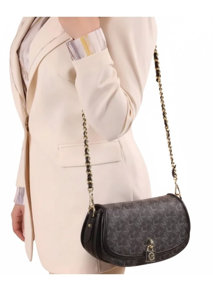 Michael Kors MICHAEL Michael Kors Mila Small Empire Signature Logo Shoulder Bag – Luxe Canvas & Braided Chain Strap - Image 5
