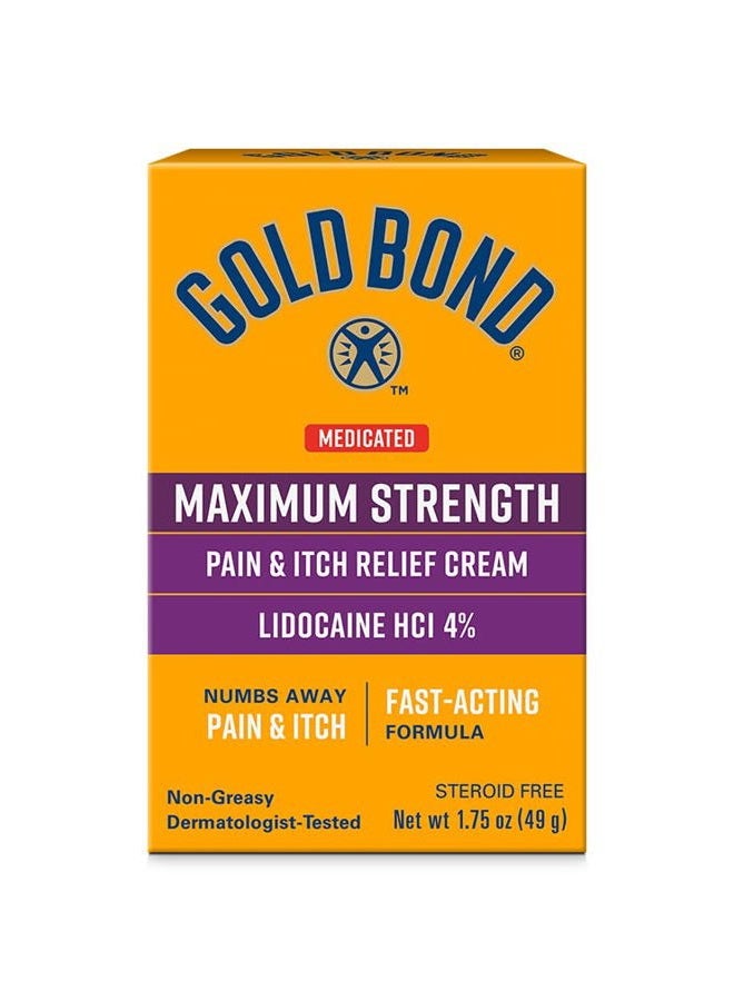 Gold Bond Medicated Maximum Strength Pain & Itch Relief Cream, 1.75 oz., with Lidocaine - Image 1
