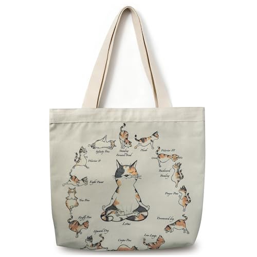 CosplayStudio Large Tote Shopping Bag Cotton Canvas-Reusable grocery Bag with Zipper Aesthetic Reusable Shoulder Bag for Gym, Travel, Work (Style-G) - Image 1