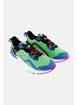 Men Lace Up Training Shoes, Green Combo