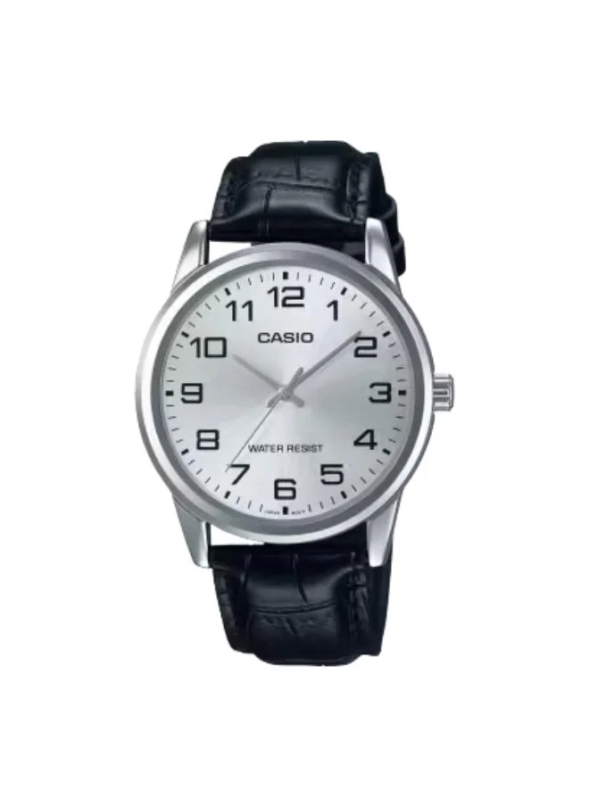 كاسيو Men's Analog Display Watch With Black Leather Strap - MTP-V001L-7B