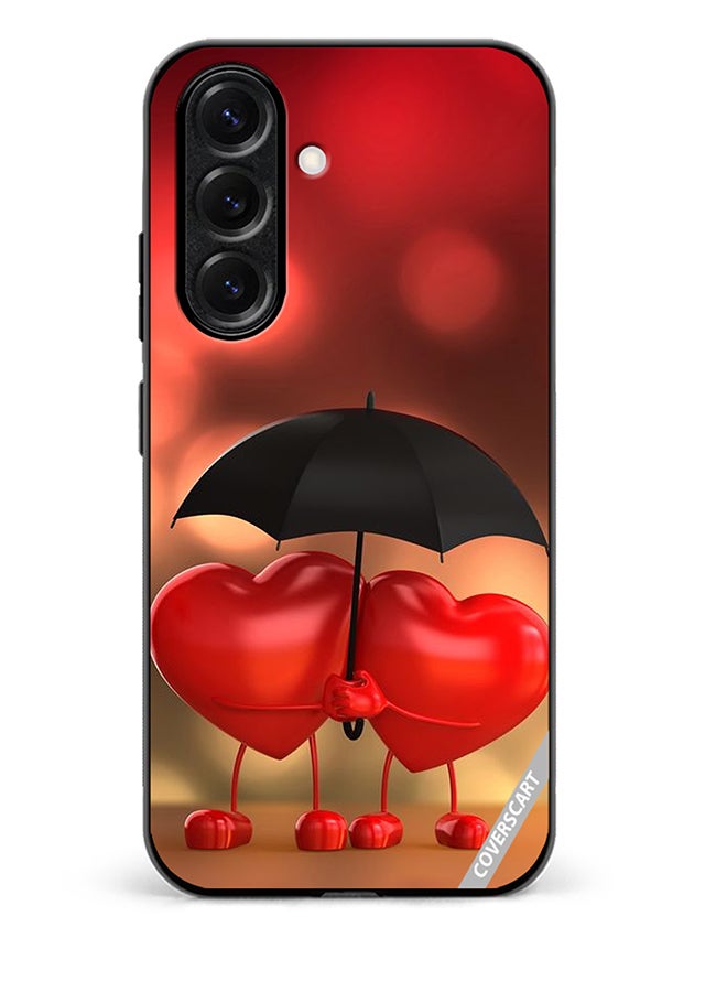 VR CREATIVE Protective Case Cover For Samsung Galaxy S25 Hearts Under Umbrella Design Multicolour
