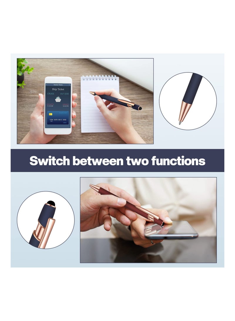 KASTWAVE Ballpoint Pen with Stylus Tip, 8 Pieces Black Ink Metal Pen Stylus for Touch Screens for Office School Stationery Supplies Tablets and More (Red, Green, Navy, Black) - Image 3