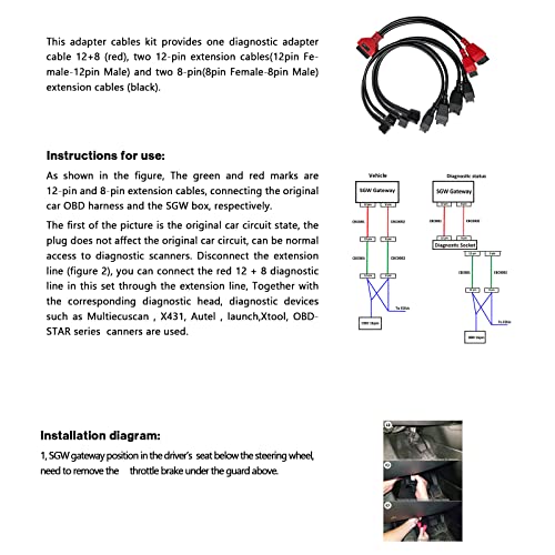 AMHTDOL SGW Extension Cable for FCA 12 8 Adapter, Fit for Chrysler car After 2018, Compatible with Jeep Gladiator 2020+, Jeep Wrangler JL 2018+ Ram 1500 2019+, RAM TRX 2021+(Black,2 PCS) - Image 2