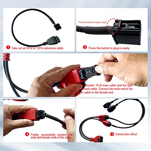 AMHTDOL SGW Extension Cable for FCA 12 8 Adapter, Fit for Chrysler car After 2018, Compatible with Jeep Gladiator 2020+, Jeep Wrangler JL 2018+ Ram 1500 2019+, RAM TRX 2021+(Black,2 PCS) - Image 5