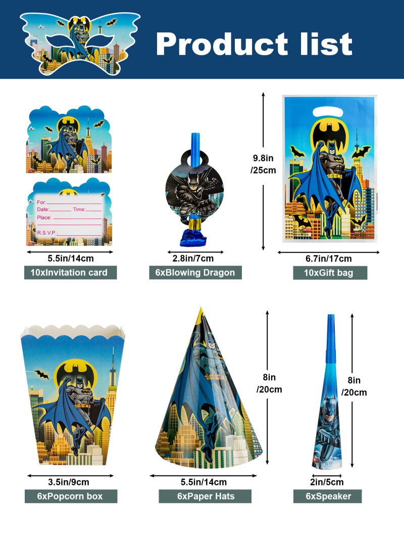 URbazaar 145Pcs Batman and friends Birthday Party Supplies,includes Banner,Backdrop,Tableware Set,Tablecover,Cake Toppers, etc Batman party decorations - Image 3