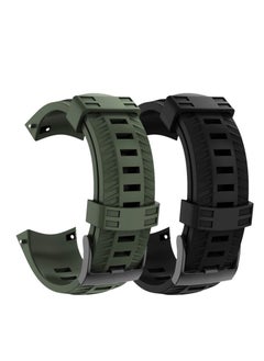 Y&D Compatible with Suunto 9 Band Soft Silicone Watch Strap, 2PCS Strap for Gps Baro Replacement Sports Men Women, Black and Army Green  - Image 1