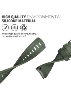 Y&D Compatible with Suunto 9 Band Soft Silicone Watch Strap, 2PCS Strap for Gps Baro Replacement Sports Men Women, Black and Army Green  - Image 3