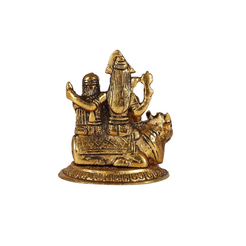 HEYEARTH Lord Shiv Family Idol for Mandir Pooja Religious Idol FigurinesLord Shiva Statue for Home TempleOfficeGifts Gold 39x35 Inches - Image 4