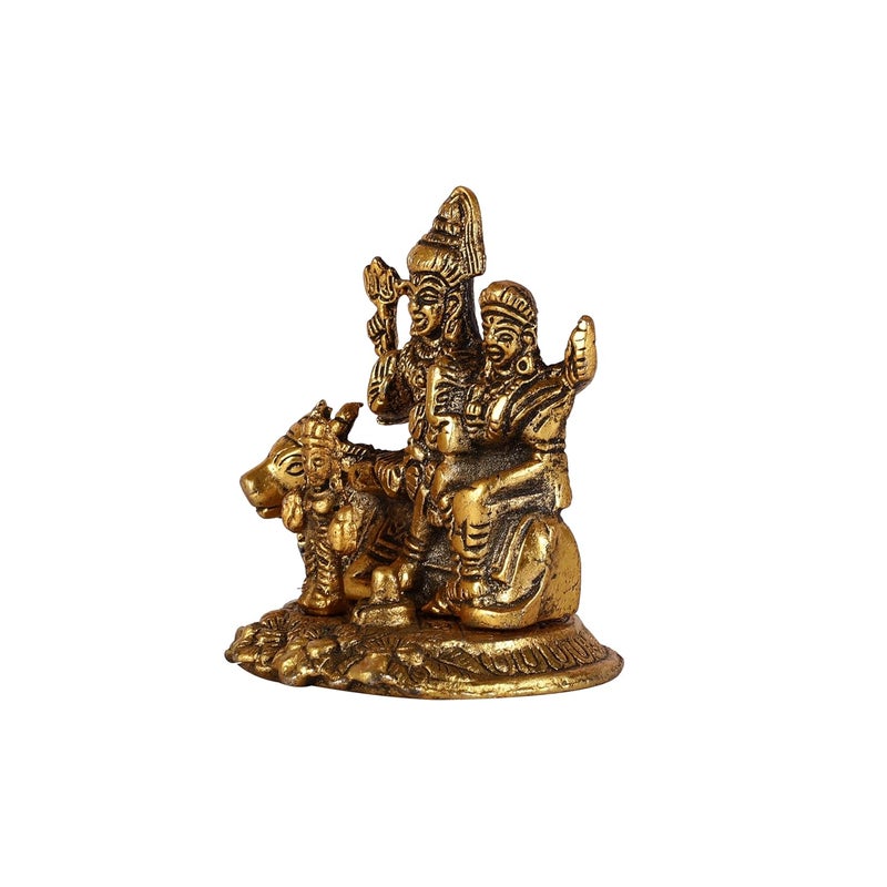 HEYEARTH Lord Shiv Family Idol for Mandir Pooja Religious Idol FigurinesLord Shiva Statue for Home TempleOfficeGifts Gold 39x35 Inches - Image 3
