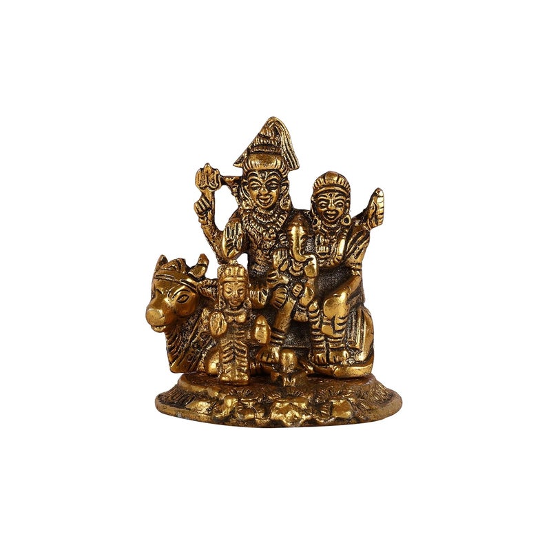 HEYEARTH Lord Shiv Family Idol for Mandir Pooja Religious Idol FigurinesLord Shiva Statue for Home TempleOfficeGifts Gold 39x35 Inches - Image 2