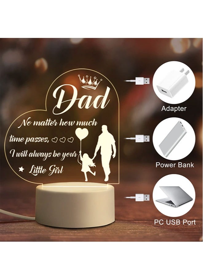 Father's Day Gifts from Daughter Son Personalized Engraved Acrylic Night Light Birthday Gifts, Father Daughter Gifts